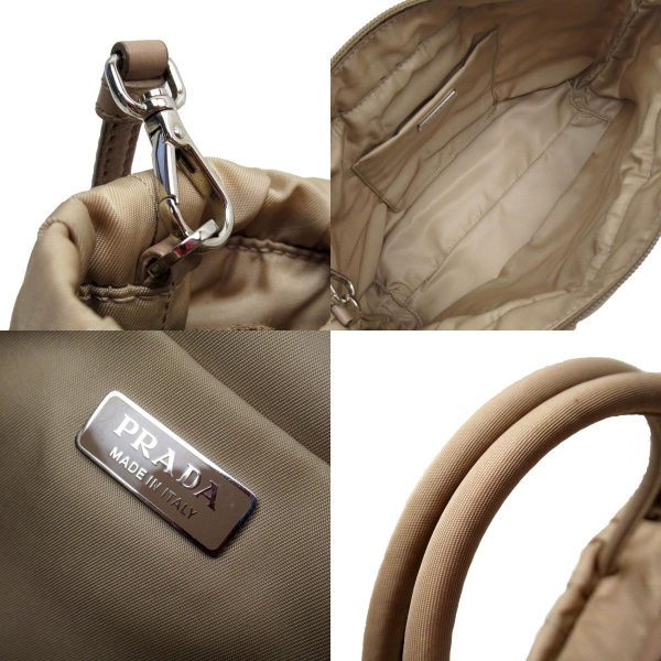 w0043a 8 c Prada Nylon Leather Crossbody Shoulder Bag Light Beige