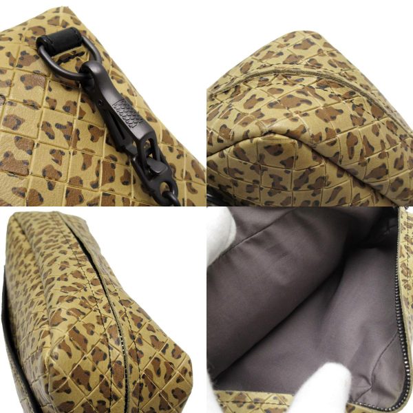 w0047k 3 c Bottega Veneta Leopard Leather Crossbody Shoulder Bag Beige