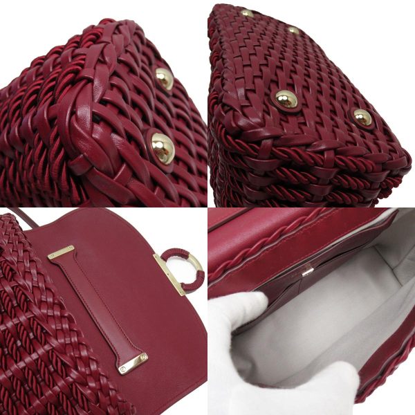 w0065a 6 c Salvatore Ferragamo Handbag Shoulder Bag Gancini Leather Satin Burgundy