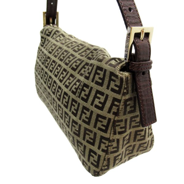 w0067i 1 Fendi Canvas Leather Zucchino Shoulder Bag Brown Gold