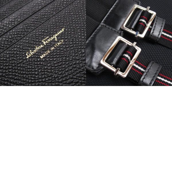 w0131g 10 c Salvatore Ferragamo Bifold Wallet Rose Ribbon Leather Black