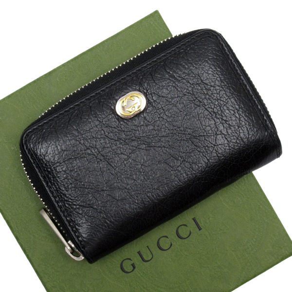 w0153a Gucci Interlocking G Leather Coin Case Black