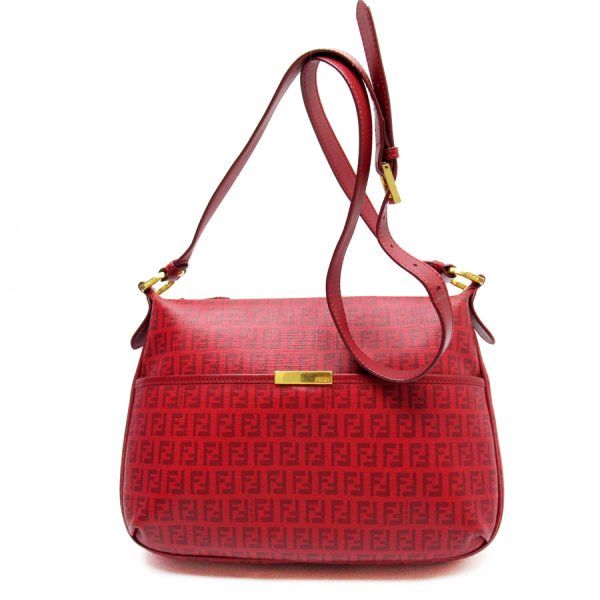 w0170a Fendi PVC Leather Crossbody Shoulder Bag Dark Red Gold