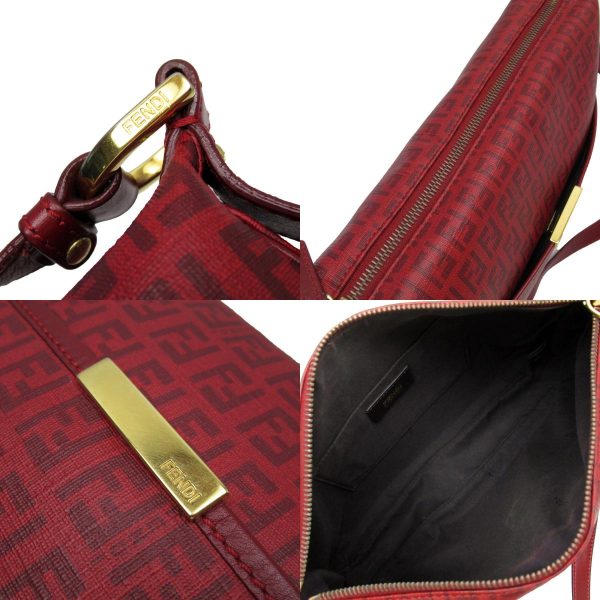 w0170a 6 c Fendi PVC Leather Crossbody Shoulder Bag Dark Red Gold