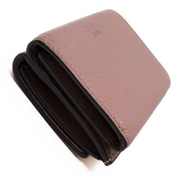 w0176a 1 Fendi Leather Trifold Wallet Pink Greige Gold