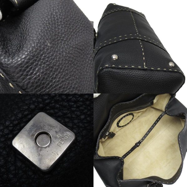 w0215a 6 c Fendi Leather Selleria Shoulder Bag Black