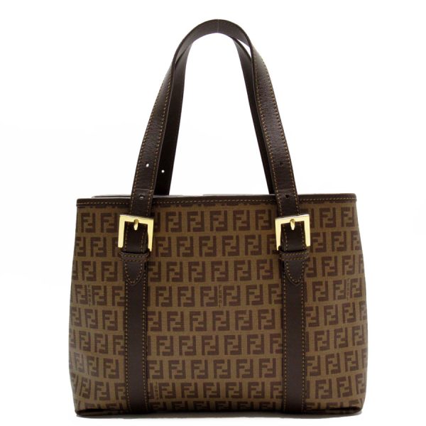 w0269j Fendi PVC Leather Handbag Brown