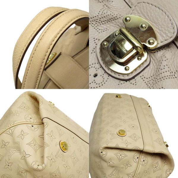 w0300a 2 c Louis Vuitton Monogram Mahina Seals PM Handbag Beige