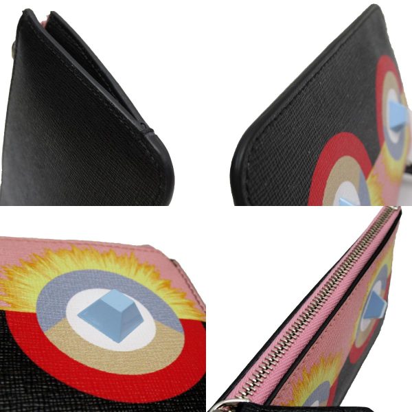 w0306g 3 c Fendi Leather Key Case Black Pink Multicolor