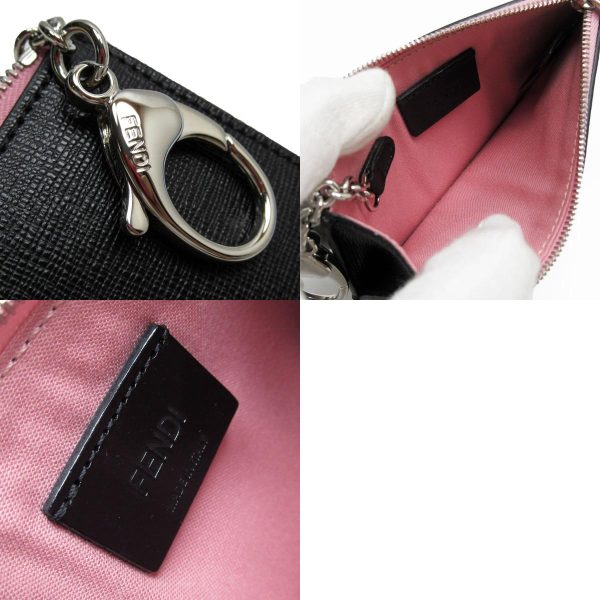 w0306g 7 c Fendi Leather Key Case Black Pink Multicolor