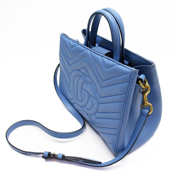 w0325f 1 Gucci GG Marmont Leather Shoulder Bag Blue