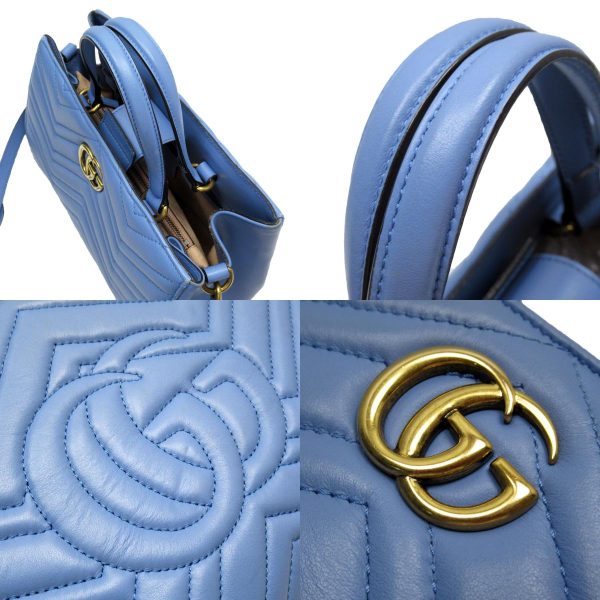 w0325f 2 c Gucci GG Marmont Leather Shoulder Bag Blue