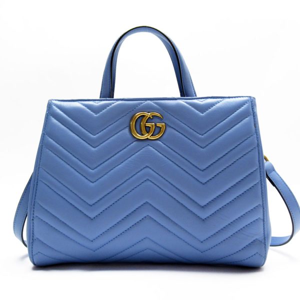 w0325f Gucci GG Marmont Leather Shoulder Bag Blue