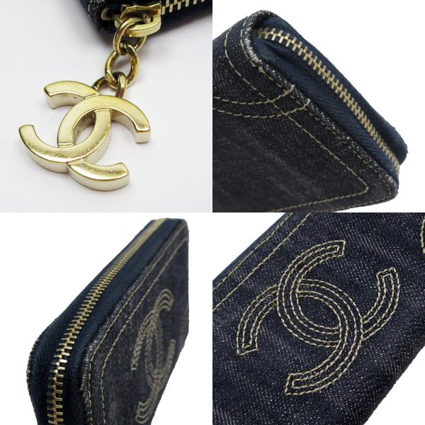 w0339a 2 c Chanel Coco Mark Denim Coin Case Blue