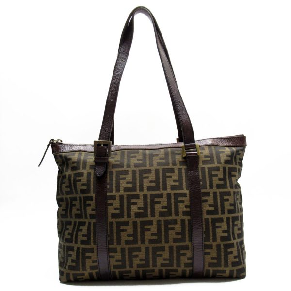 w0412a Fendi Canvas Leather Zucca Shoulder Bag Brown