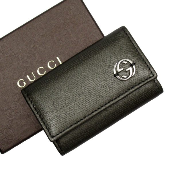 w0428g Gucci Interlocking G Leather Key Case Gray