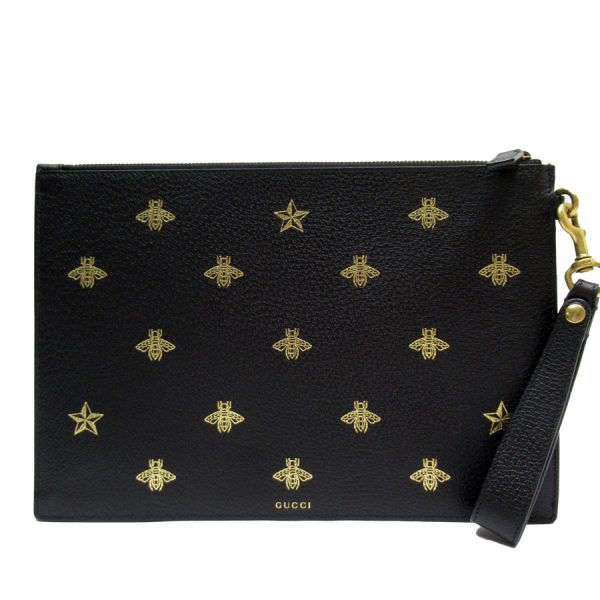 w0441i Gucci Leather Clutch Bag Black