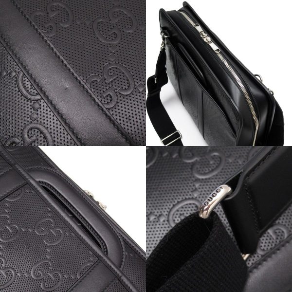 w0482g 6 c Gucci GG Embossed Leather Business Bag Black