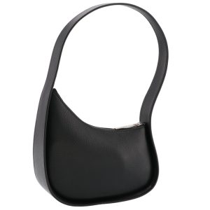 w1249l136bas The Row Half Moon Shoulder Bag Grain Black