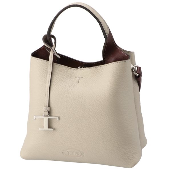 xbwapaa91005o90 1 Tods Mini T Timeless Metal Pendant Tote Bag Cream