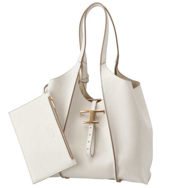 xbwtsba0200b015 1 TODS Timeless T Tote Small Shopping Bag White