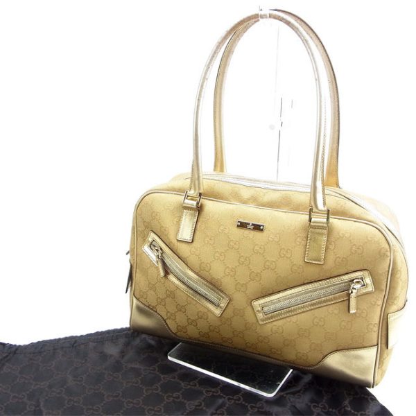 y235 Gucci Outlet Summer Gg Pattern Leather Shoulder Bag Gold