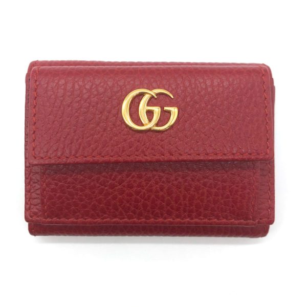 z0110 1 Gucci GG Marmont Leather Trifold Wallet Red