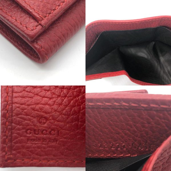 z0110 4 c Gucci GG Marmont Leather Trifold Wallet Red