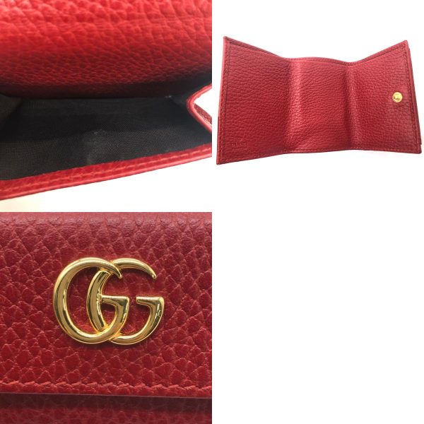 z0110 8 c Gucci GG Marmont Leather Trifold Wallet Red