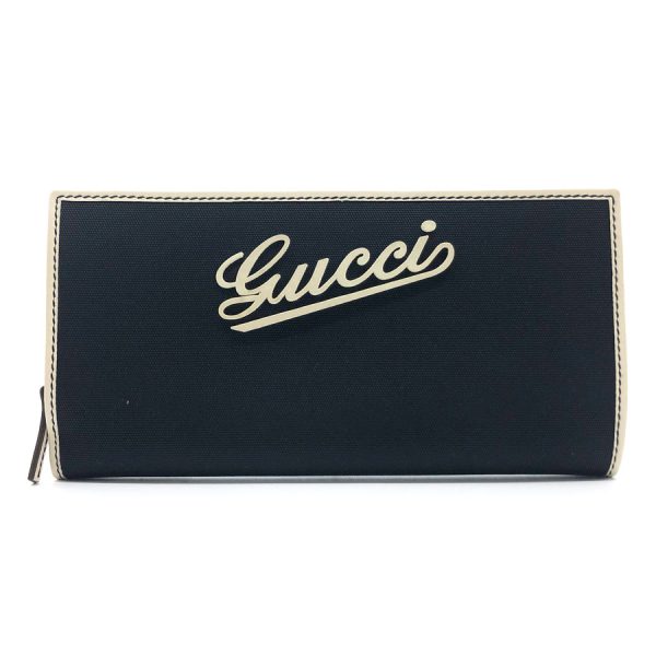 z0127 1 Gucci Canvas Bifold Long Wallet Navy