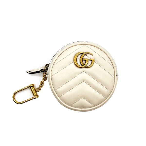 z0133 1 Gucci GG Marmont Leather Coin Case White