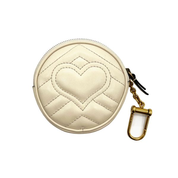 z0133 2 Gucci GG Marmont Leather Coin Case White