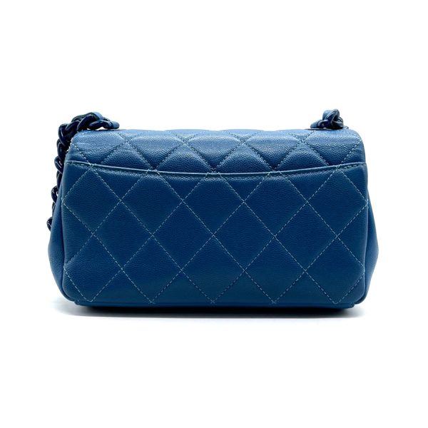 z0225 2 Chanel Matelasse Caviar Skin Leather Crossbody Shoulder Bag Blue