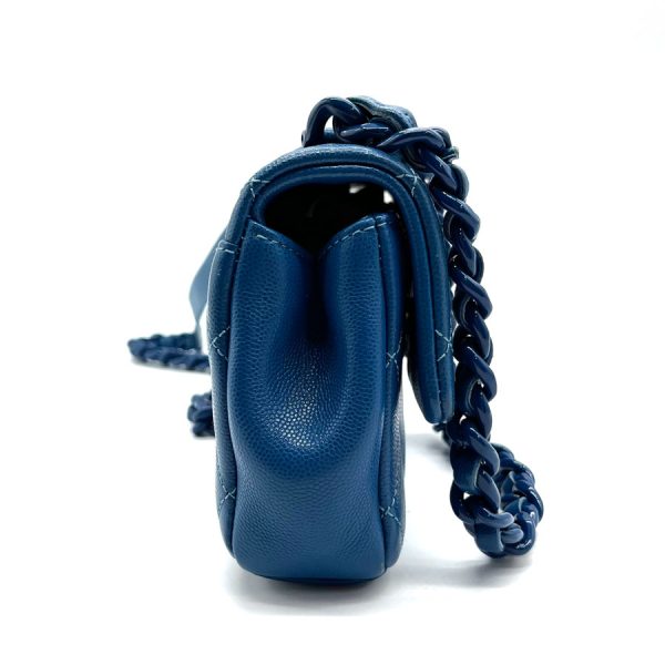 z0225 3 Chanel Matelasse Caviar Skin Leather Crossbody Shoulder Bag Blue