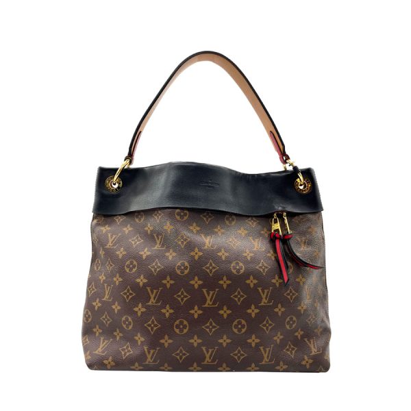 z0275 1 Louis Vuitton Monogram Tuileries Hobo Shoulder Bag Black Brown Red