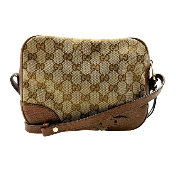 z0401 1 Gucci GG Canvas Canvas Leather Crossbody Shoulder Bag Beige