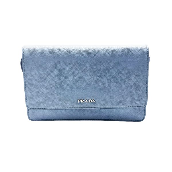 z0437 1 Prada Leather Shoulder Wallet Light Blue