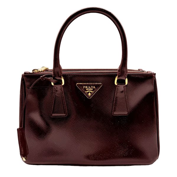 z0452 1 Prada Patent Leather Handbag Bordeaux