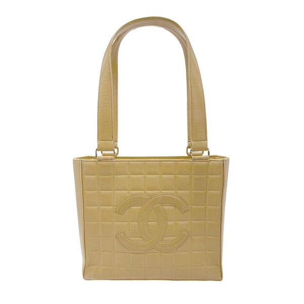 z0549 1 Chanel Chocolate Bar Leather Handbag Beige