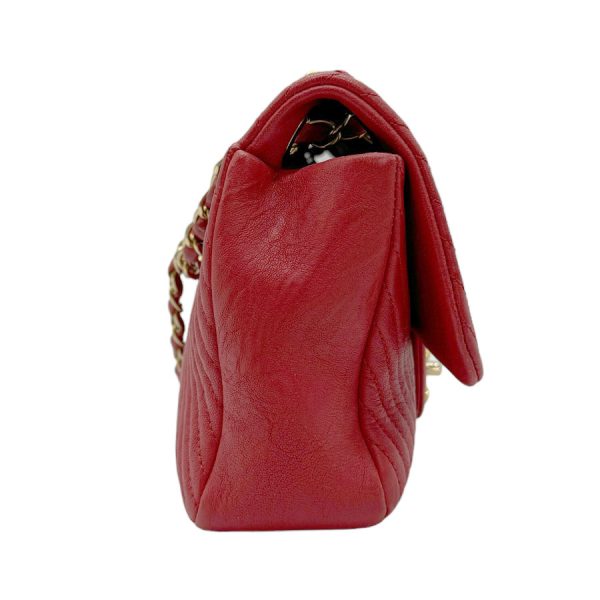 z0561 2 Chanel V Stitch Leather Shoulder Bag Red