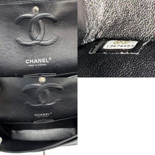 z0568 14 c Chanel Matelasse Caviar Skin Leather Shoulder Bag Black