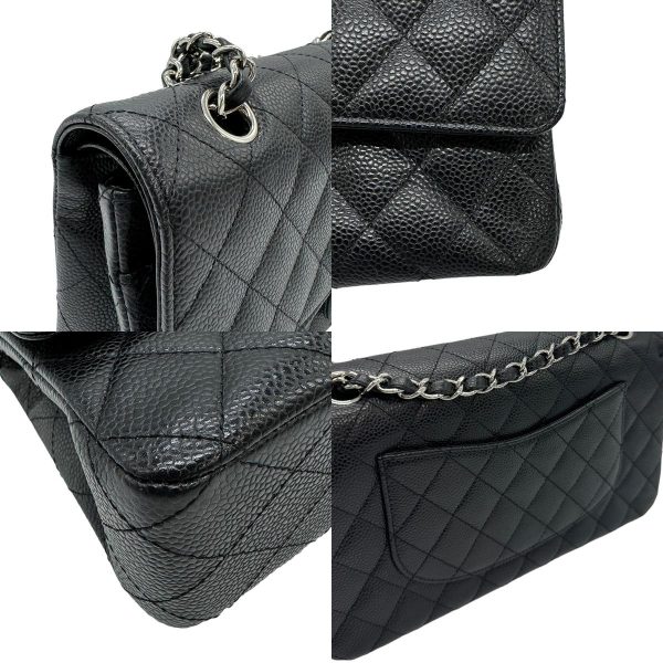 z0568 6 c Chanel Matelasse Caviar Skin Leather Shoulder Bag Black