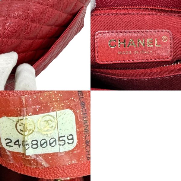 z0578 14 c Chanel Coco Handle Caviar Skin Leather Shoulder Bag Red