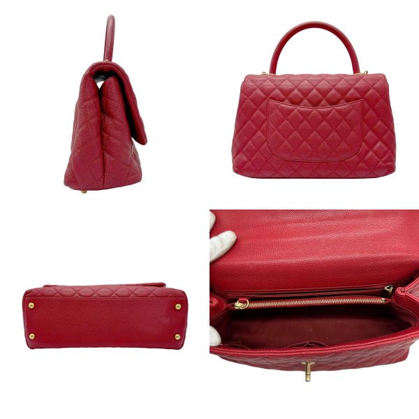 z0578 2 c Chanel Coco Handle Caviar Skin Leather Shoulder Bag Red