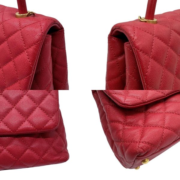 z0578 6 c Chanel Coco Handle Caviar Skin Leather Shoulder Bag Red