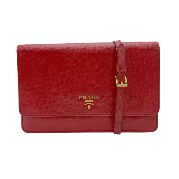 z0592 1 Prada Leather Shoulder Wallet Red