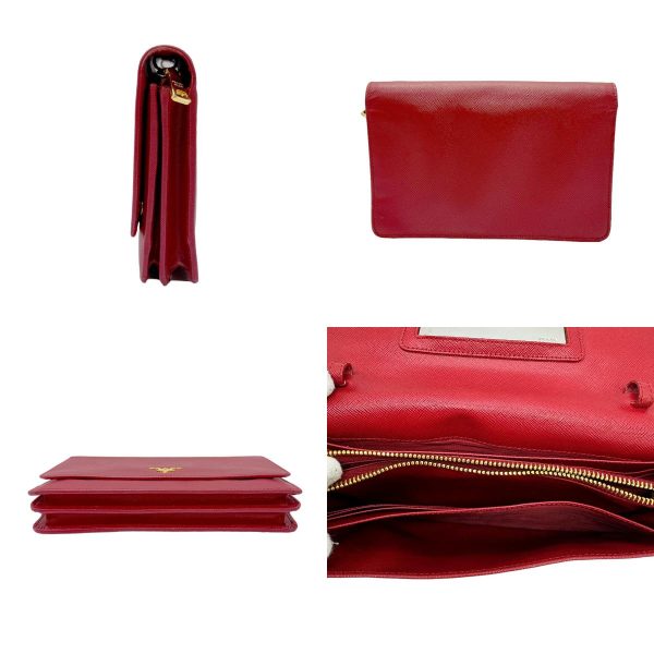 z0592 2 c Prada Leather Shoulder Wallet Red