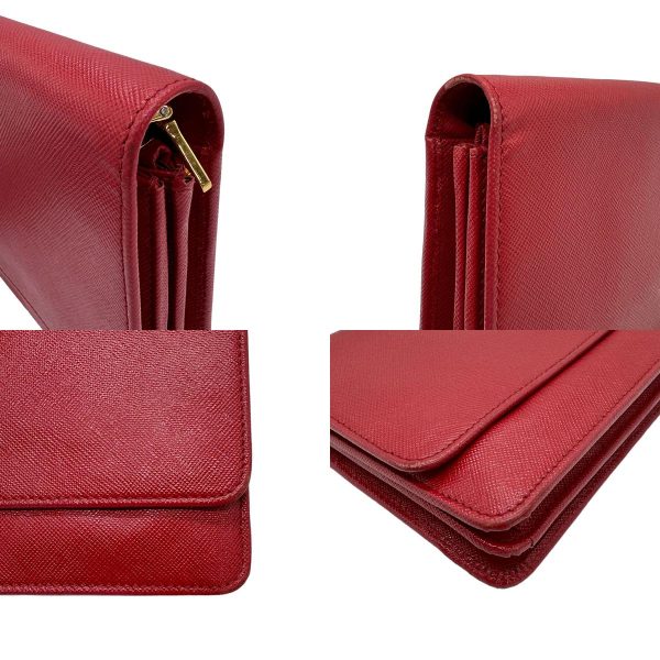 z0592 6 c Prada Leather Shoulder Wallet Red