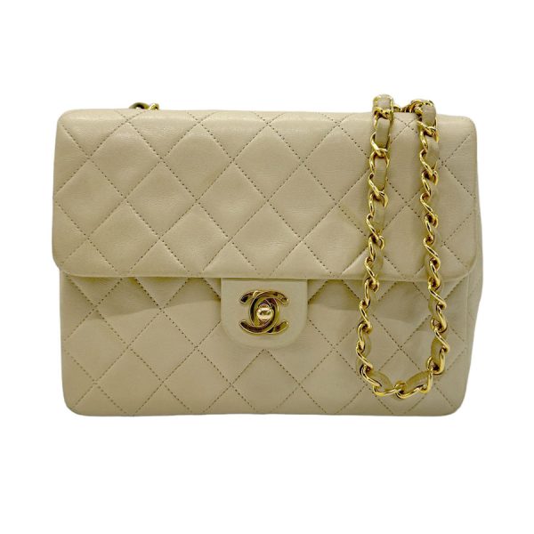 z0598 1 Chanel Matelasse Leather Crossbody Shoulder Bag Beige