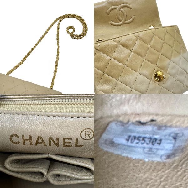 z0598 11 c Chanel Matelasse Leather Crossbody Shoulder Bag Beige